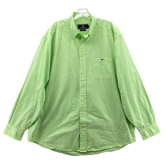Vineyard Vines Shirt Men's XL Lime Green Slim Tucker Whale Button Down Preppy - Picture 2 of 11